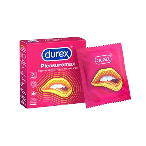 Bao cao su có gân hạt nổi Durex Pleasuremax hộp 3 cái