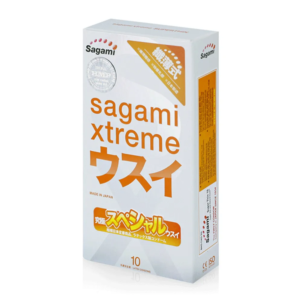 Bao cao su Sagami Xtreme Super Thin (cam) - Siêu mỏng, ôm sát hộp 10 cái