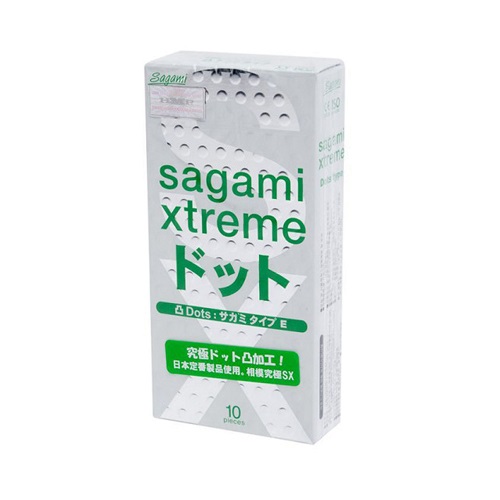 Bao cao su Sagami Xtreme Dots (xanh) - Siêu mỏng, ôm khít hộp 10 cái