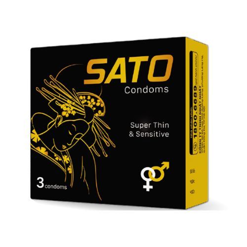 Bao cao su siêu mỏng SATO Super Thin & Sensitive hộp 3 cái