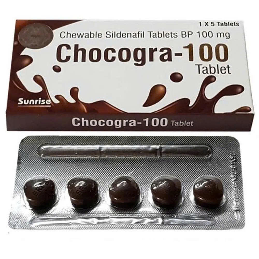 Viên Nhai Cường Dương Chocogra 100mg Ấn Độ Hương Chocolate – Hỗ Trợ Tăng Cường Sinh Lực (Vỉ 5 Viên)